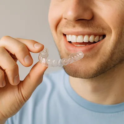 پلاک شفاف روی دندان نامرتب برای اصلاح لبخند