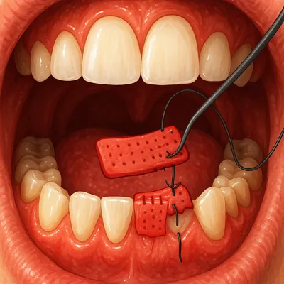 پیوند بافت لثه برای پوشاندن ریشه دندان و ترمیم التهاب دهان