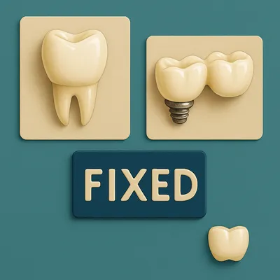 تصویر آموزشی روکش دندان روی مدل فک با جزئیات واقعی