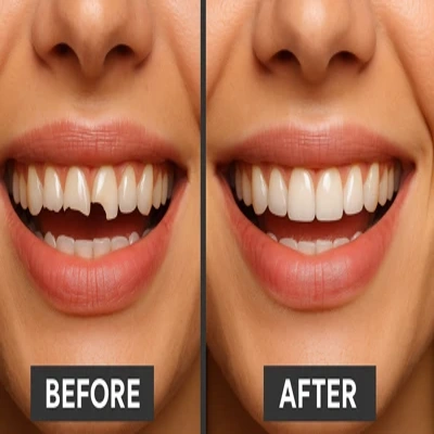 لبخند زیبا بعد از ترمیم لب‌پریدگی دندان جلو