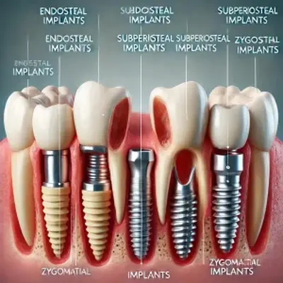 نمای شماتیک کاشت دندان با تمرکز بر اتصال استخوانی