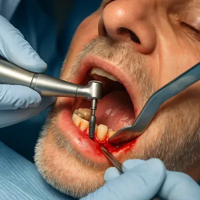 جراحی پیشرفته دندان با ابزار تخصصی در لثه