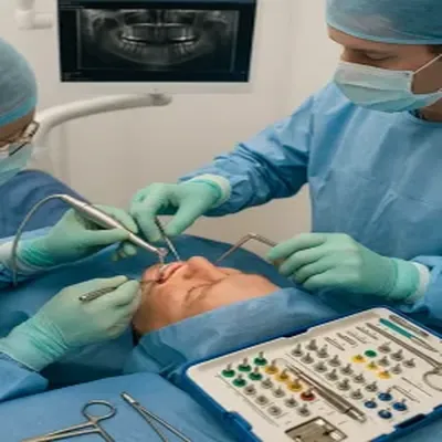 کاشت پایه تیتانیومی در فک پایین با دقت بالا