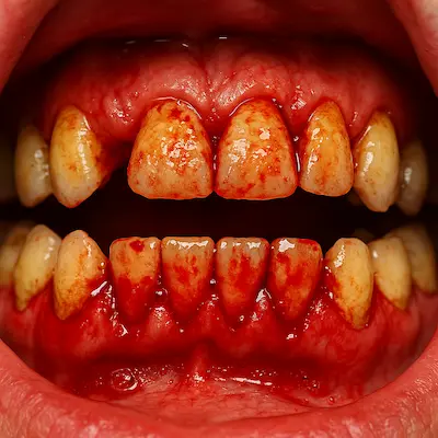 خونریزی لثه در اثر عفونت مزمن دهان