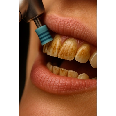 دندان‌ها پیش از بروساژ با لکه‌های قهوه و چای