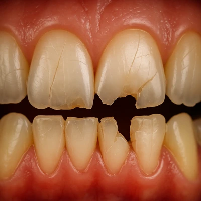 شکستگی و ترک چند دندان جلو