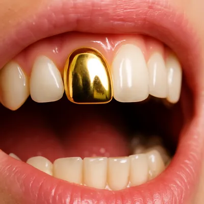 لبخند با روکش طلای دندان پیشین