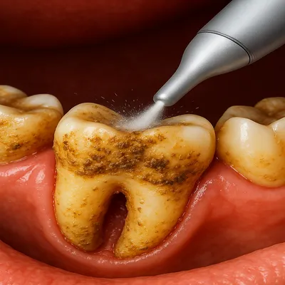 پاکسازی جرمهای سخت لثه با دستگاه ایرفلو و رفع التهاب دهان