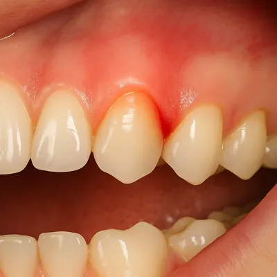 قرمزی و التهاب شدید بافت نرم اطراف دندان جلو