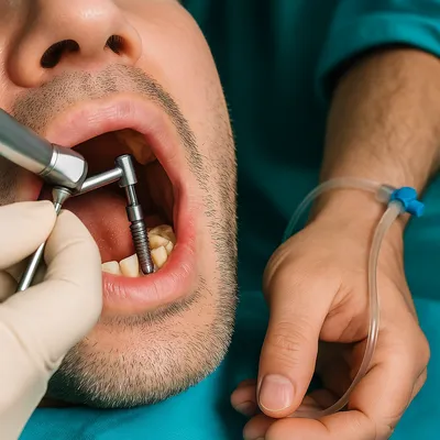 کاشت دندان با جراحی فک و آرام‌بخشی وریدی در کلینیک تخصصی