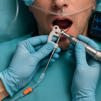 جراحی فک با پروتز دندانی و داروی بیهوشی وریدی در کلینیک