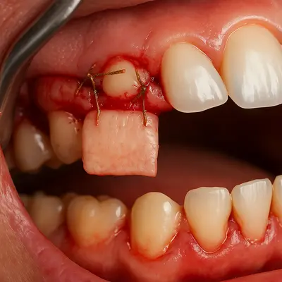 پیوند لثه از سقف دهان برای بازسازی لثه تحلیلرفته و پوشش ریشه دندان