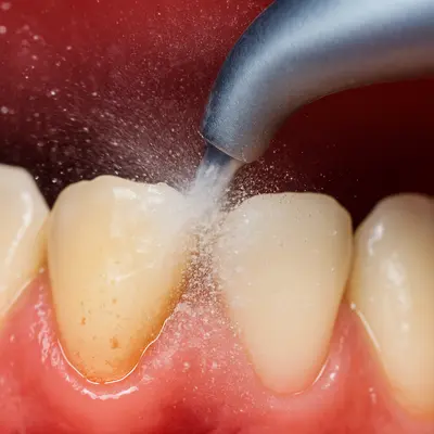 برداشتن پلاک و جرم قهوهای دندان در حین جرمگیری