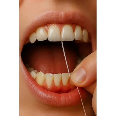 نخ دندان بین دندان و لثه برای حذف پلاک دهانی
