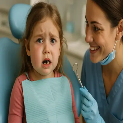 صورت متورم کودک در اثر عفونت دندان و پوسیدگی شدید در مطب دندانپزشکی