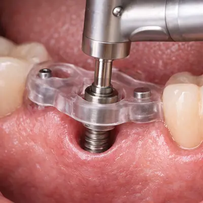 کاشت ایمپلنت با گاید دیجیتال روی لثه، دقت بالا و بدون خونریزی