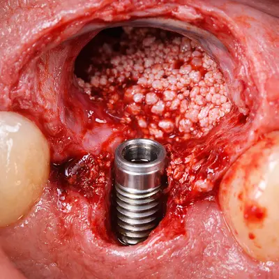 جراحی ایمپلنت همراه پیوند استخوان و لیفت سینوس با خونریزی کنترلشده