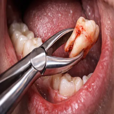 کشیدن آسان دندان عقل با فورسپس و بیحسی کامل داخل دهان
