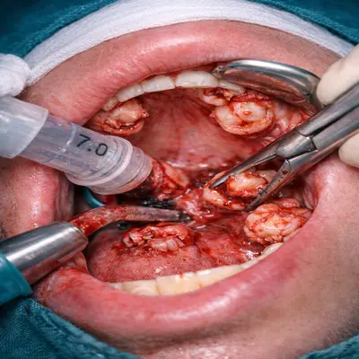 جراحی چهار دندان عقل عفونی با تورم صورت در بیهوشی کامل