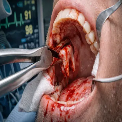 کشیدن دندان با خونریزی کنترل‌شده و پایش علائم حیاتی بیمار قلبی
