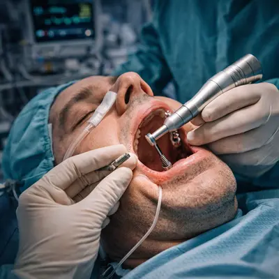 ایمپلنت دندان در بیهوشی بیمارستانی با تجهیزات کامل