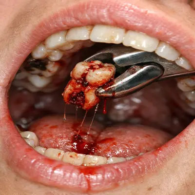 کشیدن دندان در بیهوشی عمومی داخل دهان با تجهیزات جراحی