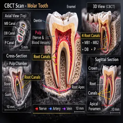 CBCT دندان و نمای سه‌بعدی ریشه